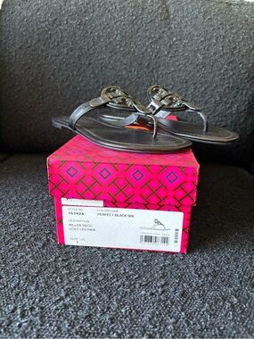 Tory Burch Black Miller Deco Thong Sandals